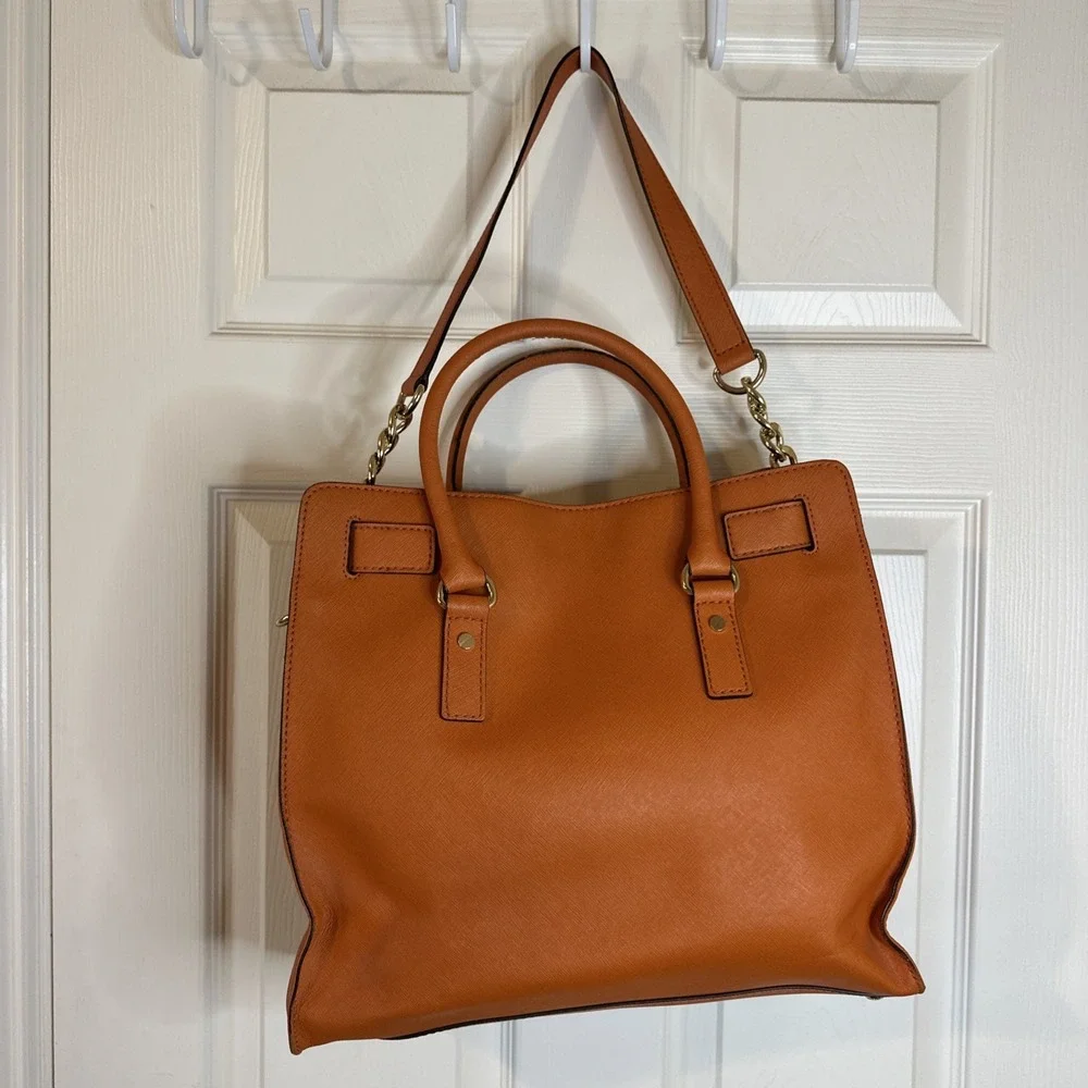 Michael Michael Kors Orange Leather Hamilton Large Tote Bag 14